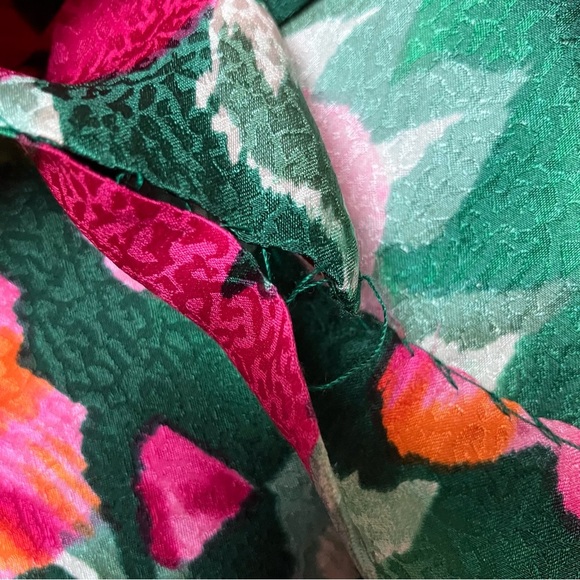 Adrianna Papell Size 12 VTG Two Piece Skirt Top Suit Set 100% Silk Green Floral - Picture 8 of 13